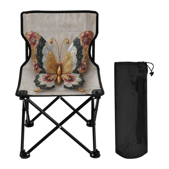 600D Oxford Camping Chair Portable Foldable Chair Supports 220 lbs for Picnic, Fishing, Backpacking Gorgeous Colors Butterfly