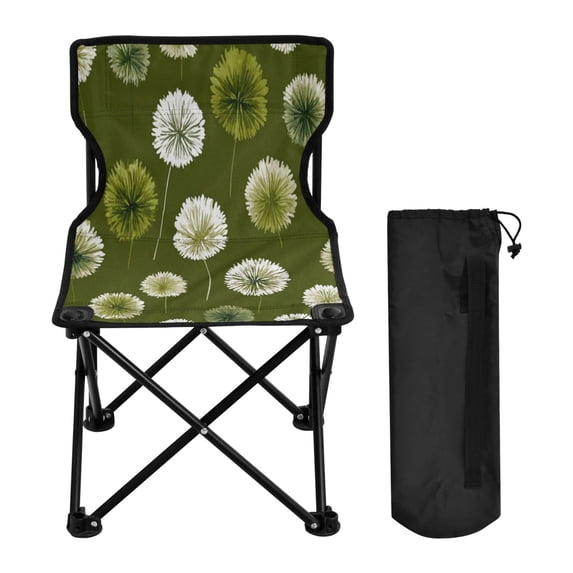 600D Oxford Camping Chair Portable Foldable Chair Supports 220 lbs for Picnic, Fishing, Backpacking Green Dandelions Pattern