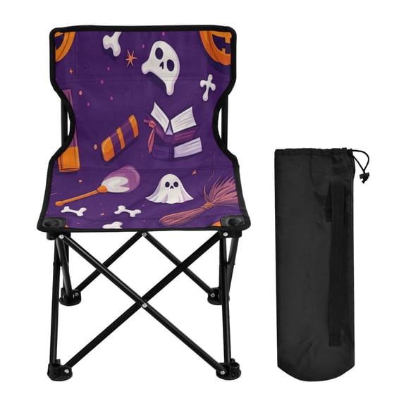 600D Oxford Camping Chair Portable Foldable Chair Supports 220 lbs for Picnic, Fishing, Backpacking Halloween Elements Purple