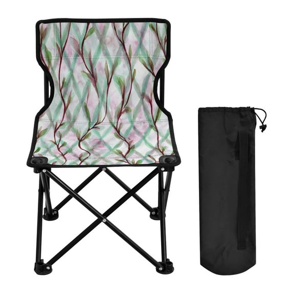 600D Oxford Camping Chair Portable Foldable Chair Supports 220 lbs for Picnic, Fishing, Backpacking Mint Green Vines