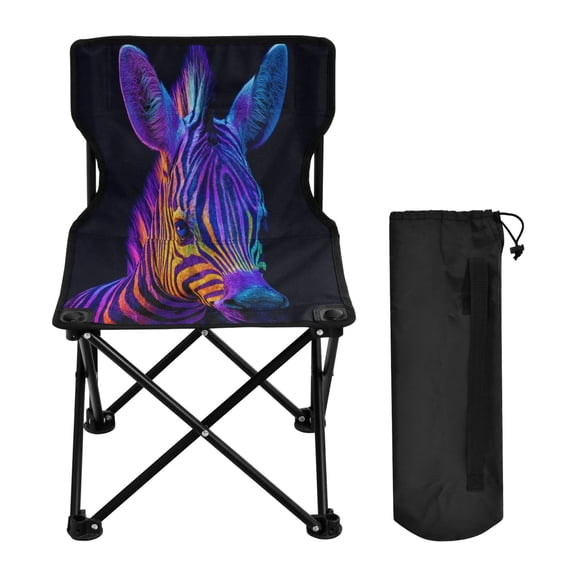 600D Oxford Camping Chair Portable Foldable Chair Supports 220 lbs for Picnic, Fishing, Backpacking Neon Color Zebra