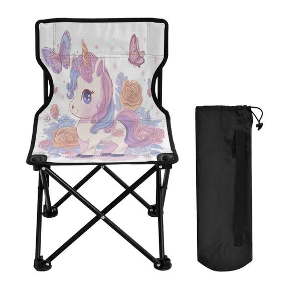 600D Oxford Camping Chair Portable Foldable Chair Supports 220 lbs for Picnic, Fishing, Backpacking Pastel Colors Unicorn