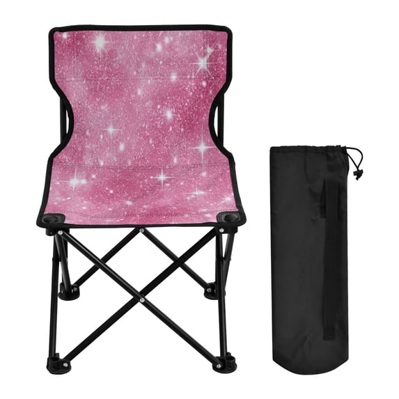 600D Oxford Camping Chair Portable Foldable Chair Supports 220 lbs for Picnic, Fishing, Backpacking Pink Glitter Background