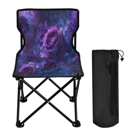 600D Oxford Camping Chair Portable Foldable Chair Supports 220 lbs for Picnic Fishing Backpacking Psychedelic Purple Rose