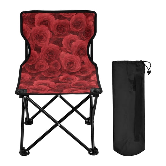 600D Oxford Camping Chair Portable Foldable Chair Supports 220 lbs for Picnic Fishing Backpacking Romantic Red Roses in Rows