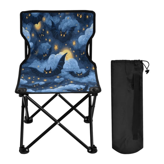 600D Oxford Camping Chair Portable Foldable Chair Supports 220 lbs for Picnic, Fishing, Backpacking Stars and Bats