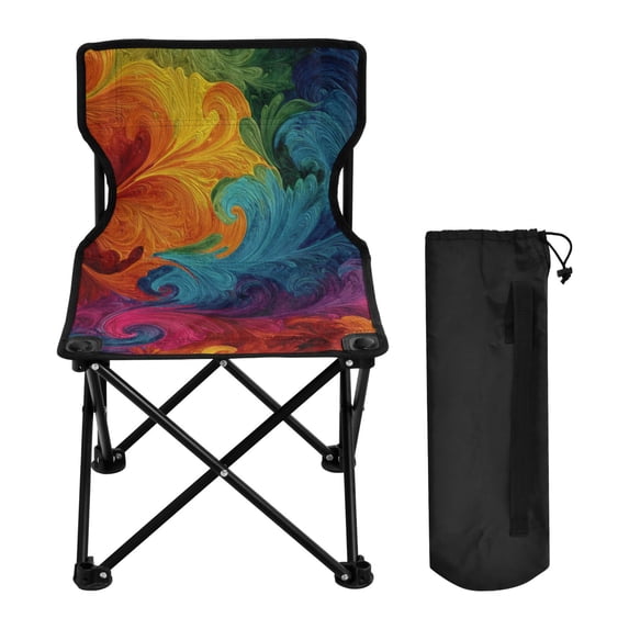 600D Oxford Camping Chair Portable Foldable Chair Supports 220 lbs for Picnic, Fishing, Backpacking Vibrant Colorful Tie-dye Pattern