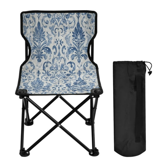 600D Oxford Camping Chair Portable Foldable Chair Supports 220 lbs for Picnic, Fishing, Backpacking Vintage Watercolor Floral Pattern
