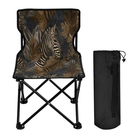 600D Oxford Camping Chair Portable Foldable Chair Supports 220 lbs for Picnic, Fishing, Backpacking Zebra Print