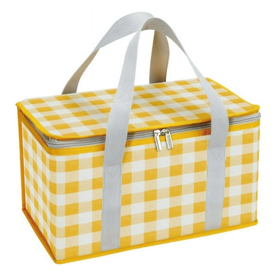 600D Oxford Cloth Picnic Baskets Reusable Food Storage Insulation Bag Fruit and Vegetable Basket Food Storage Pouch Decoration Yellow