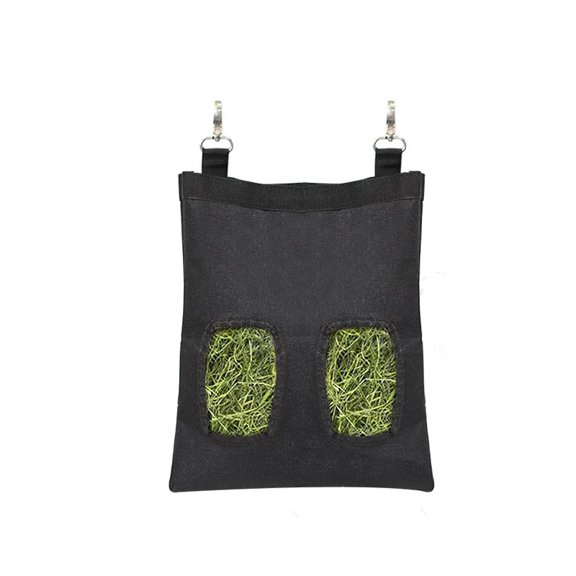 600D Oxford Nylon Hanging Hay Feeder Bag Small Animal Hay Storage Pouch for Rabbits Guinea Pigs,Small Black