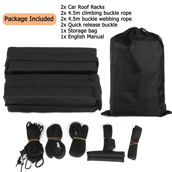 600D Oxford Universal Car Soft Roof Rack Cross Bars Kayak Luggage Carrier Top Holder Black