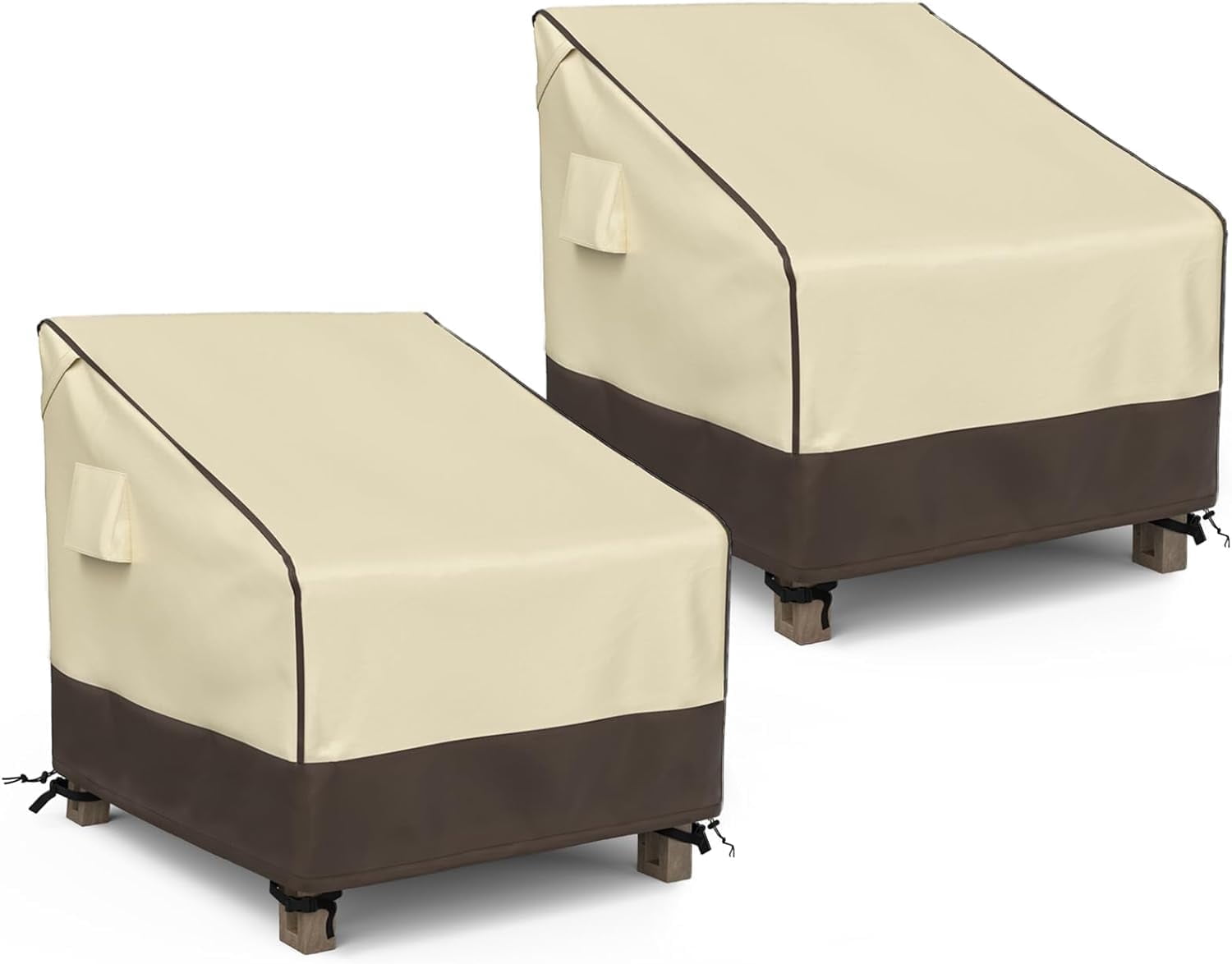 MR. COVER Patio Furniture Covers Waterproof, Outdoor Chair Covers for Rocking Chair, Heavy Duty Patio Adirondack Chair Cover Fits up to 32"W x 37"D x 36"H, Anti-UV, Brown & Khaki, 2 Pack