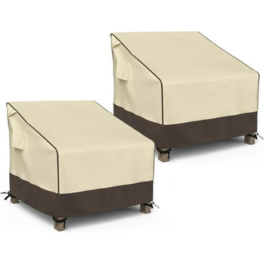 600D Patio Chair Cover, Outdoor Furniture Cover for Lawn Patio Chair, 38" x 40" x 34" Waterproof Anti-UV Patio Furniture Covers with Large Air Vents, 2 Pack, Brown & Khaki