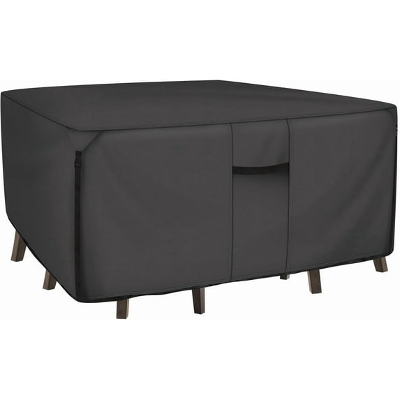 600D Tough Canvas Heavy Duty Rectangular Patio Table and Chair Cover - Waterproof Outdoor General Purpose Furniture Covers 126Lx74Wx28H inch, Black
