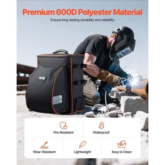 600D Welding Gear Backpack 35.6L - Large Storage for Welder Tools & Safety Helmet
