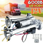 600DB 12V Dual Trumpets Super Loud Car Electric Horn Truck Boat Train Speaker