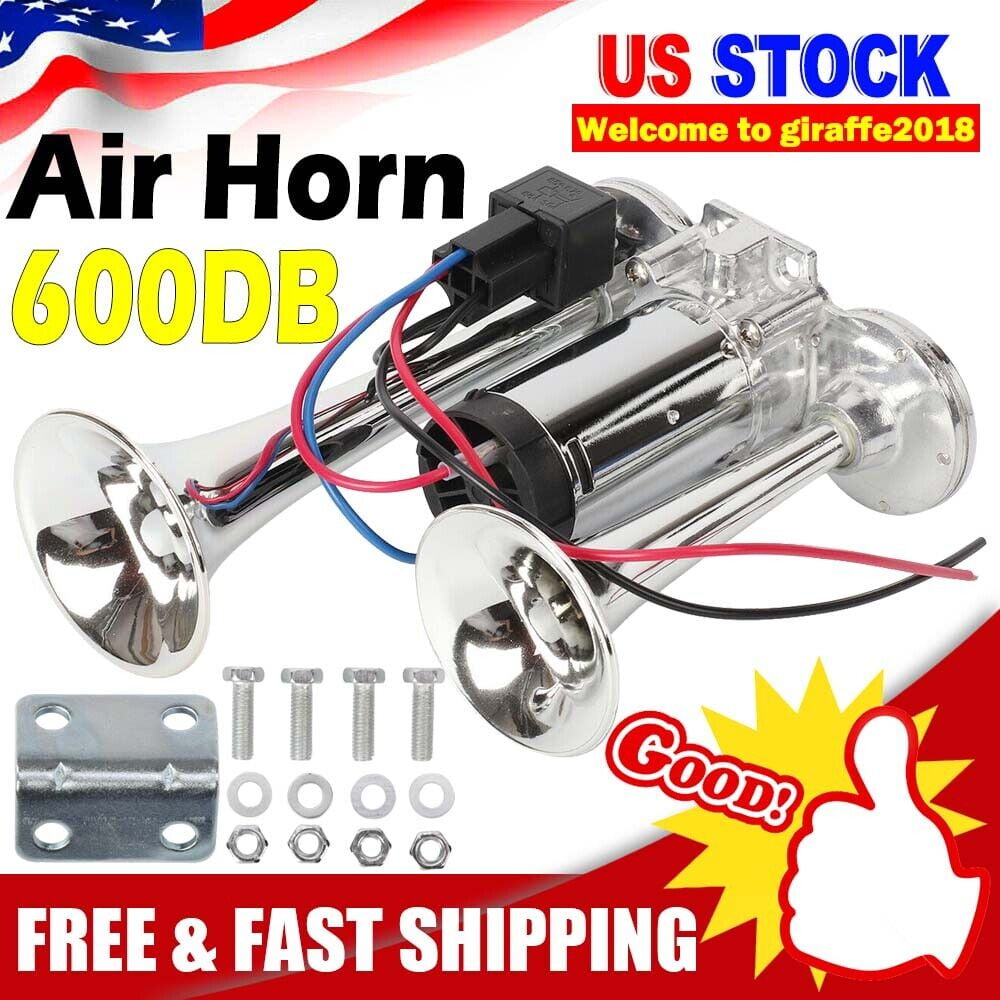 600DB Super Loud Car Electric Horn 12V Dual Trumpets Air Horn Kit