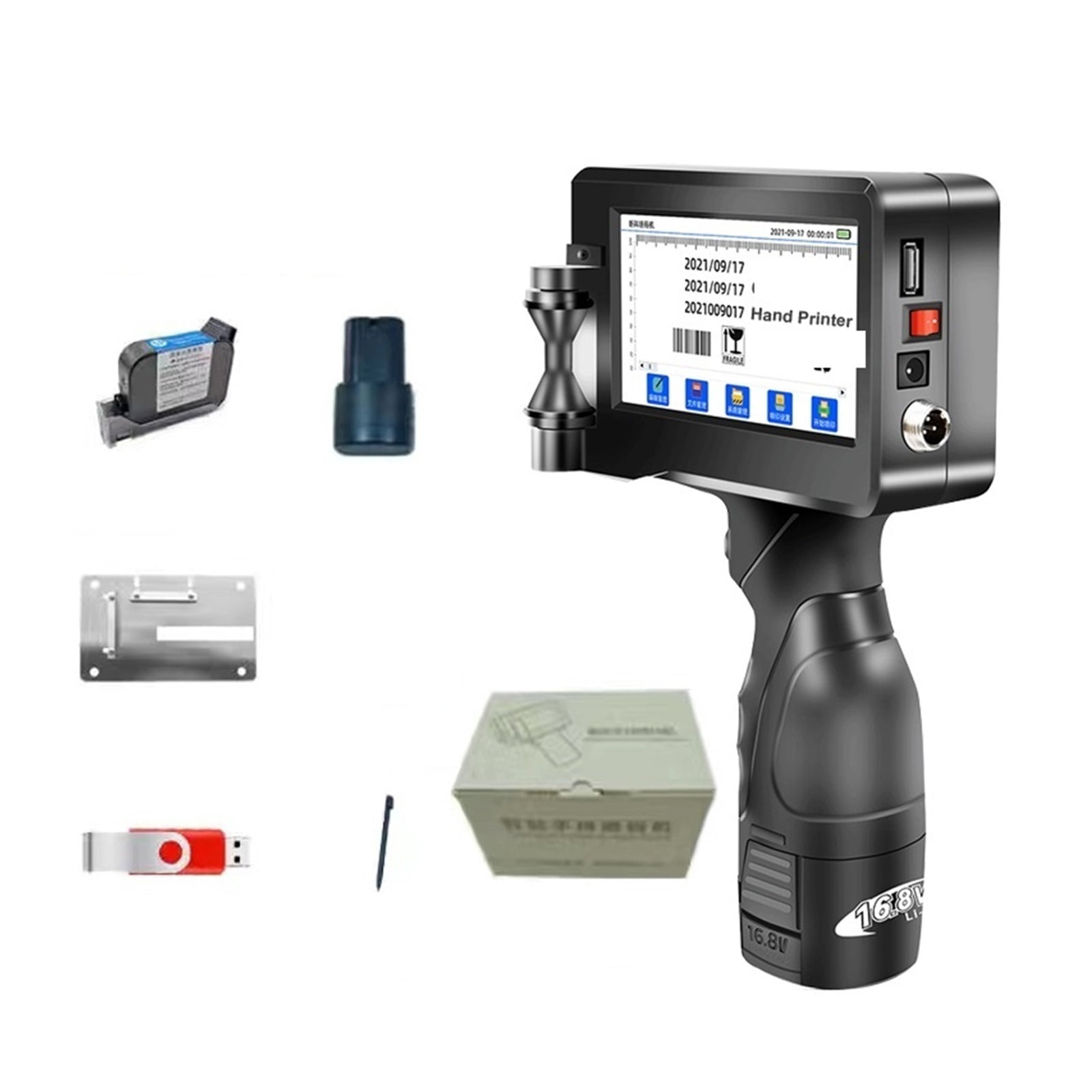 600DPI 24 Language Barcode Hand Gun Printer 12.7mm Printing Height ...
