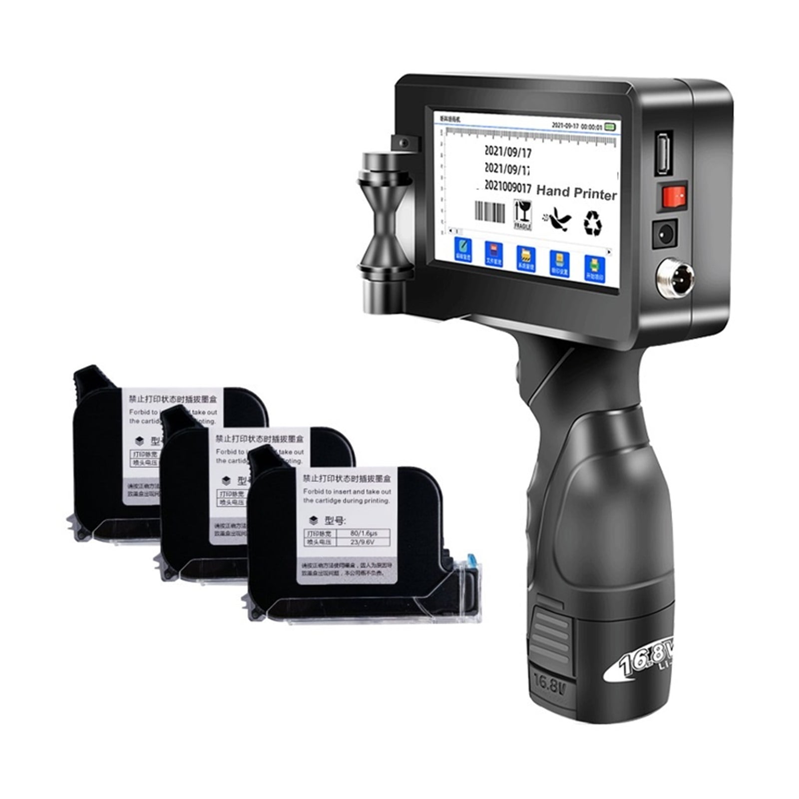 600DPI 24 Language Barcode Hand Gun Printer 12.7mm Printing Height ...