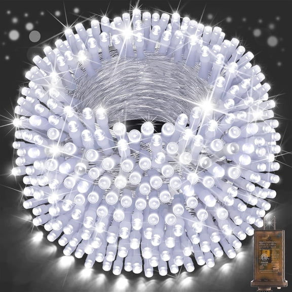 600FT 1500 LED Christmas Lights Outdoor String Lights with 8 Modes Timer  Fairy Light Plug in for Outside Indoor Party Xmas Palm Tree Yard Wedding Decorations(Cool White)