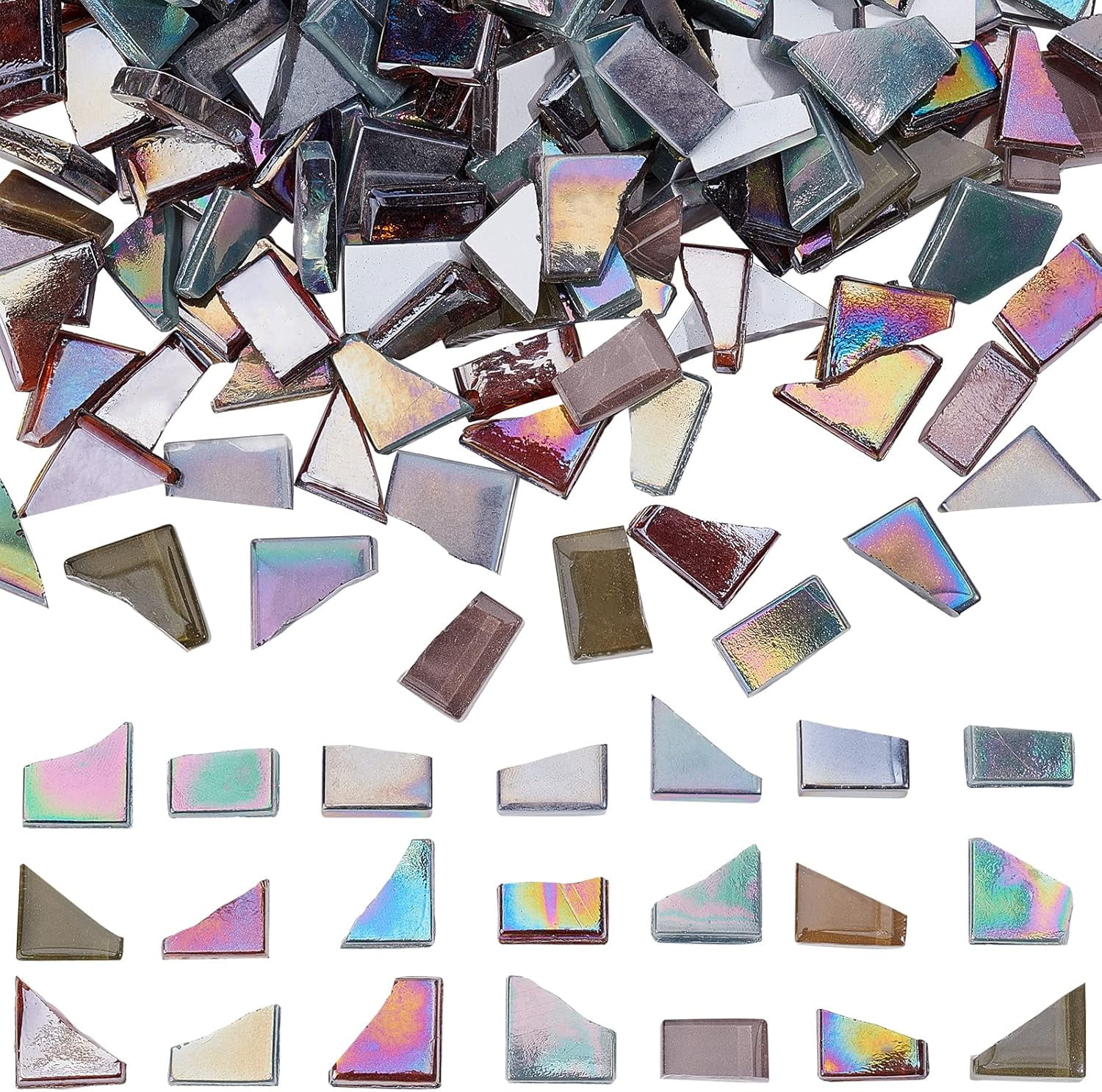 600G Mixed Irregular Color Mosaic Pieces Tiles Stained Glass Bulk Assorted Shapes Cabochons DIY