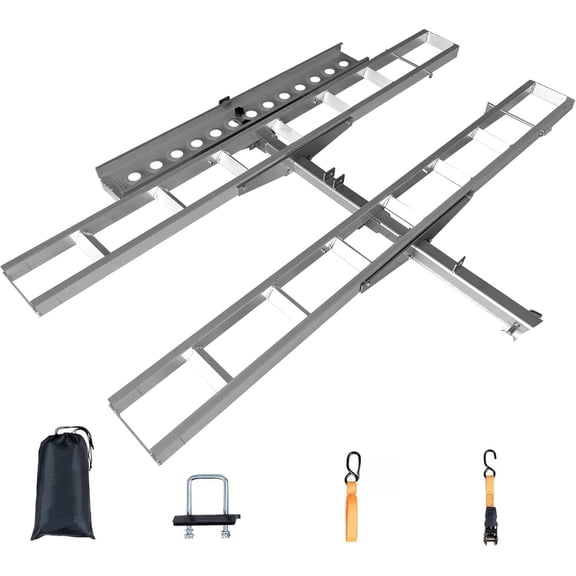 600LB Motorcycle Hitch Carrier with Anti-Wobble System & Non-Slip Arched Ramp, Heavy Duty Dirt Bike Rack for Truck SUV, Steel Motorcycle Transport Carrier