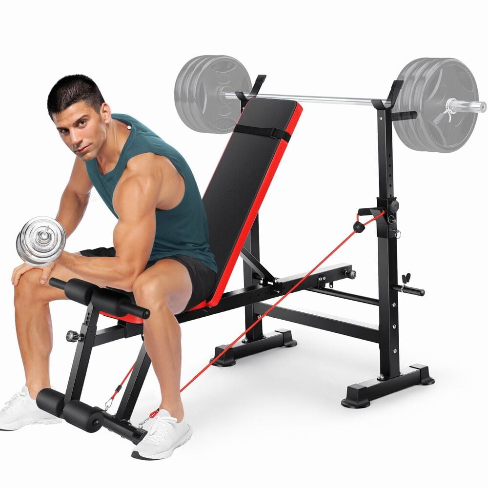 Body Champ PRO3900 Two Piece Set Olympic Weight Bench with Squat Rack Gray Walmart