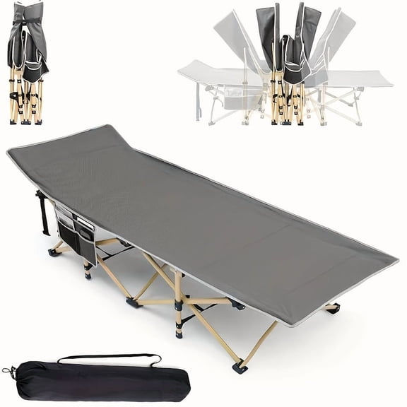600LBS Capacity Rollaway Bed - Heavy-Duty 1200D Oxford Construction & Water-Resistant. Portable Foldable Design with Comfort Mat for Outdoor Use.