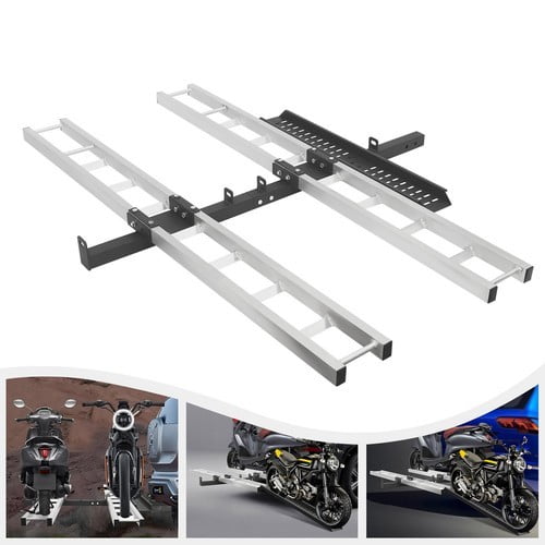 600LBS Heavy Duty Motorcycle Carrier Dirt Bike Rack Hitch Mount Hauler W/ Strap for Most Motorcycles