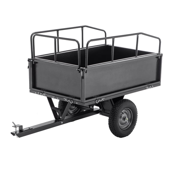 Heavy Duty Steel Dump Cart Trailer, 600 LBS Weight Capacity 17 Cu.Ft Tow Behind Utility Wagon with 16" All-Terrain Tires, Easy Dump Hauling Wagon for ATV, Lawn Tractor, Garden, Yard & Farm