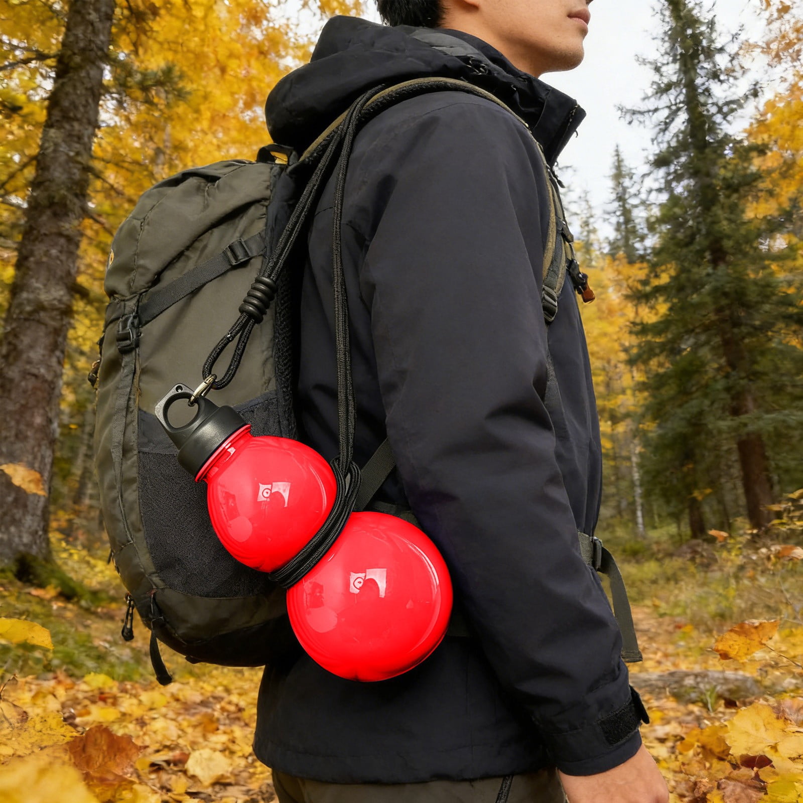 600ML Gourd-Shaped Water Bottle - Portable Crossbody Cup for Outdoor ...