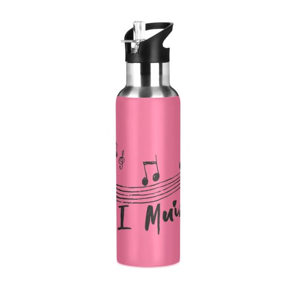 600ML Insulated Stainless Steel Sports Water Bottle Screw Cap Design Leak-Proof Design,Cute Style Suitable for Travel and Sports Insulated Stainless Steel Material Pink Spectrum
