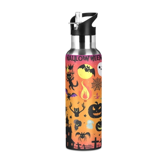 600ML Insulated Stainless Steel Sports Water Bottle Screw Cap Design Leak-Proof Design,Halloween Style Suitable for Travel and Sports Insulated Stainless Steel Material Shining Eyes