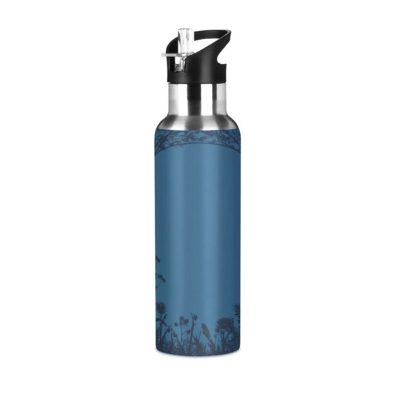 600ML Insulated Stainless Steel Sports Water Bottle Screw Cap Design Leak-Proof Design,Holiday Theme Style Suitable for Travel and Sports Insulated Stainless Steel Material The Text Of Space