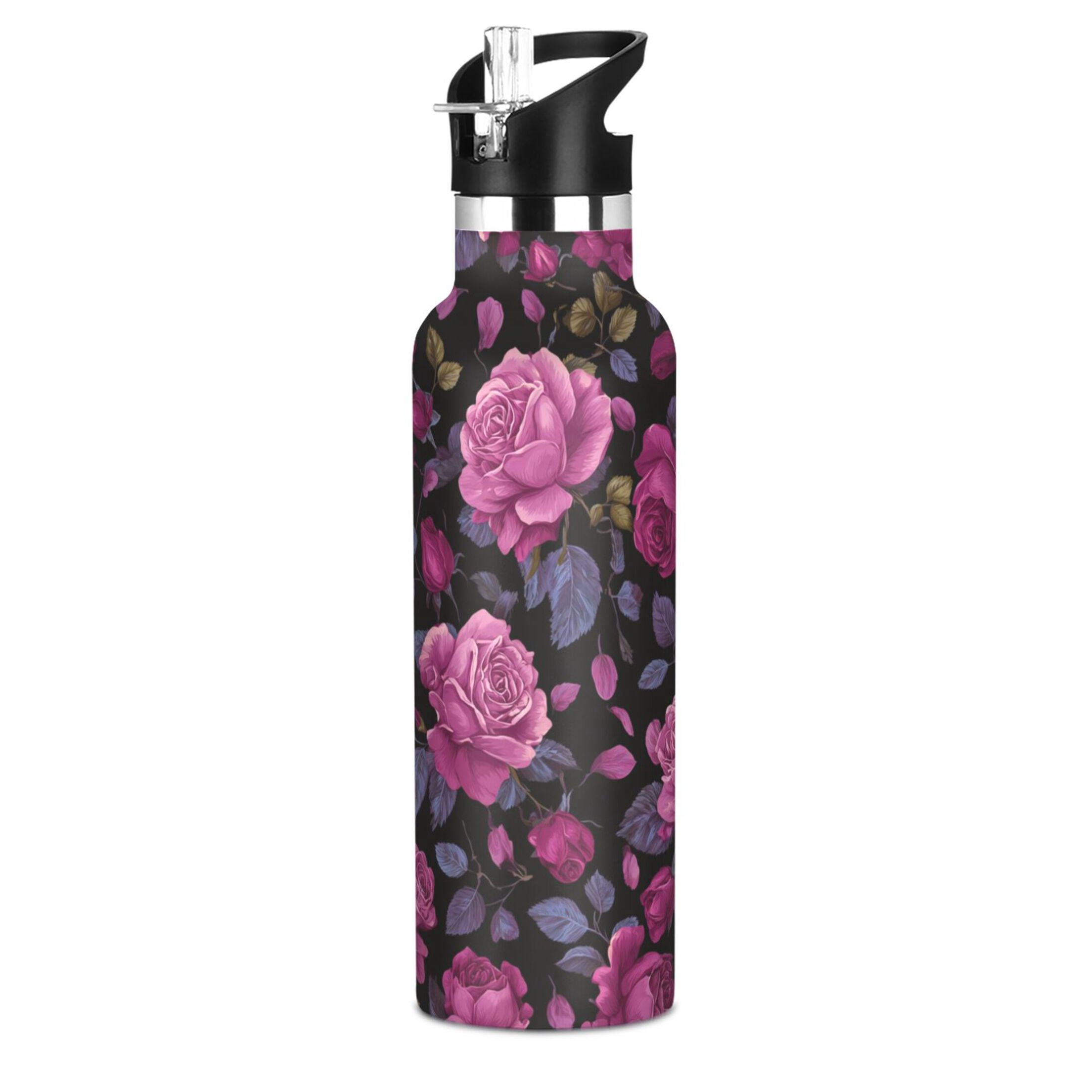 600ML Stainless Steel Insulated Cup Sports Water Bottle Portable Thermos Cup Water Glasses Insulated Tumblers Convenient and Durable Beautifui Rose Pink
