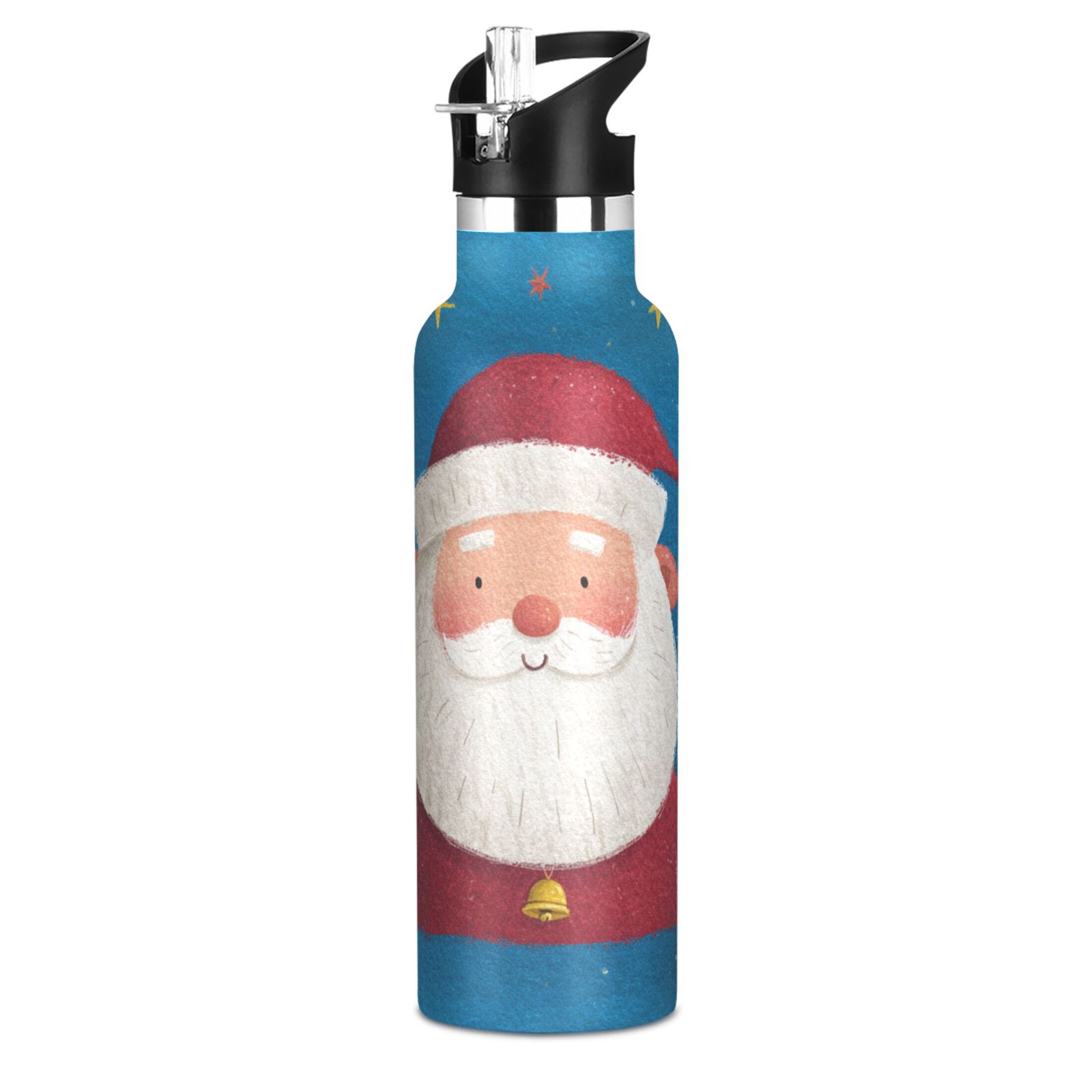 600ML Stainless Steel Insulated Cup Sports Water Bottle Portable Thermos Cup Water Glasses Insulated Tumblers Convenient and Durable Beautiful Cartoon Santa Claus