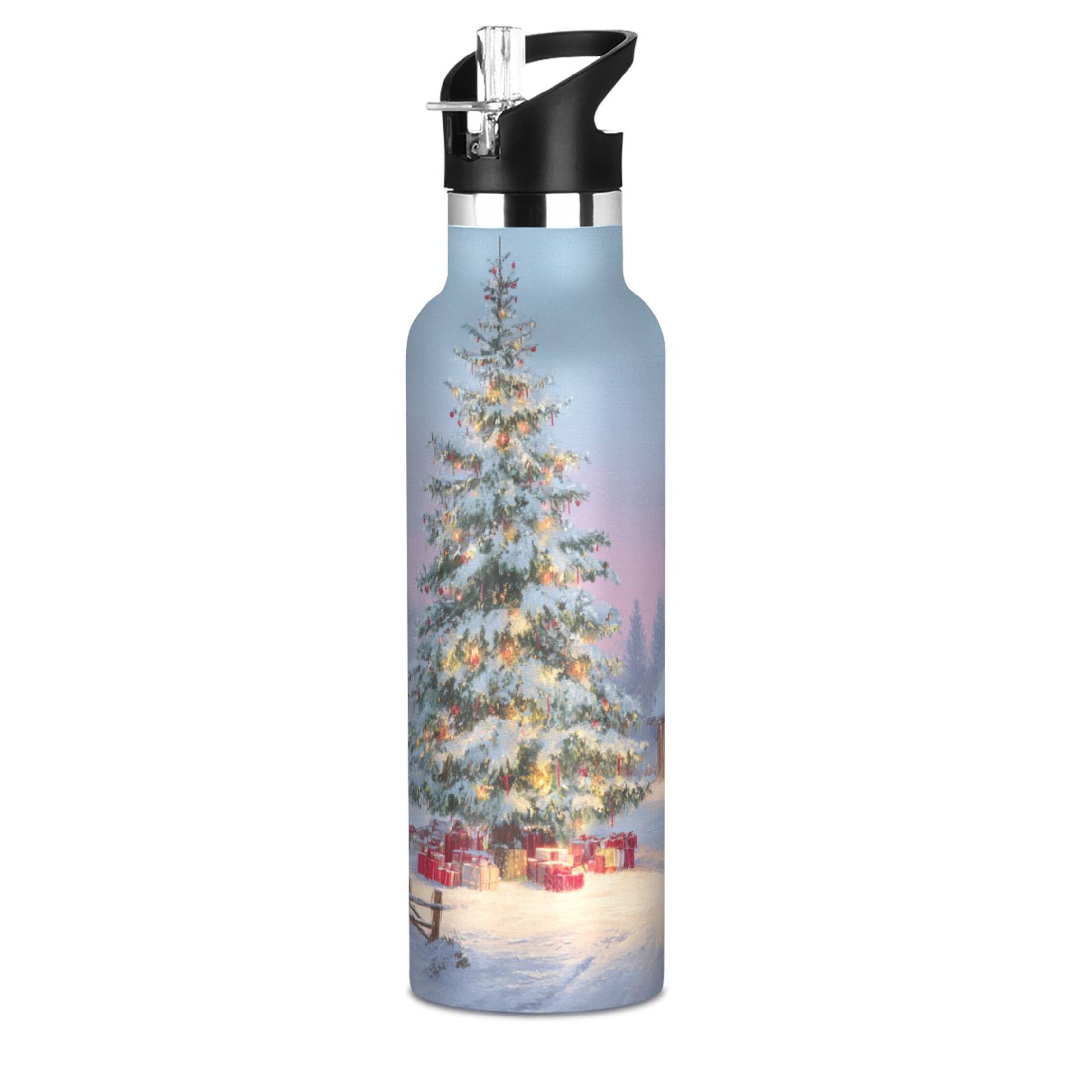 600ML Stainless Steel Insulated Cup Sports Water Bottle Portable Thermos Cup Water Glasses Insulated Tumblers Convenient and Durable Beautiful Christmas