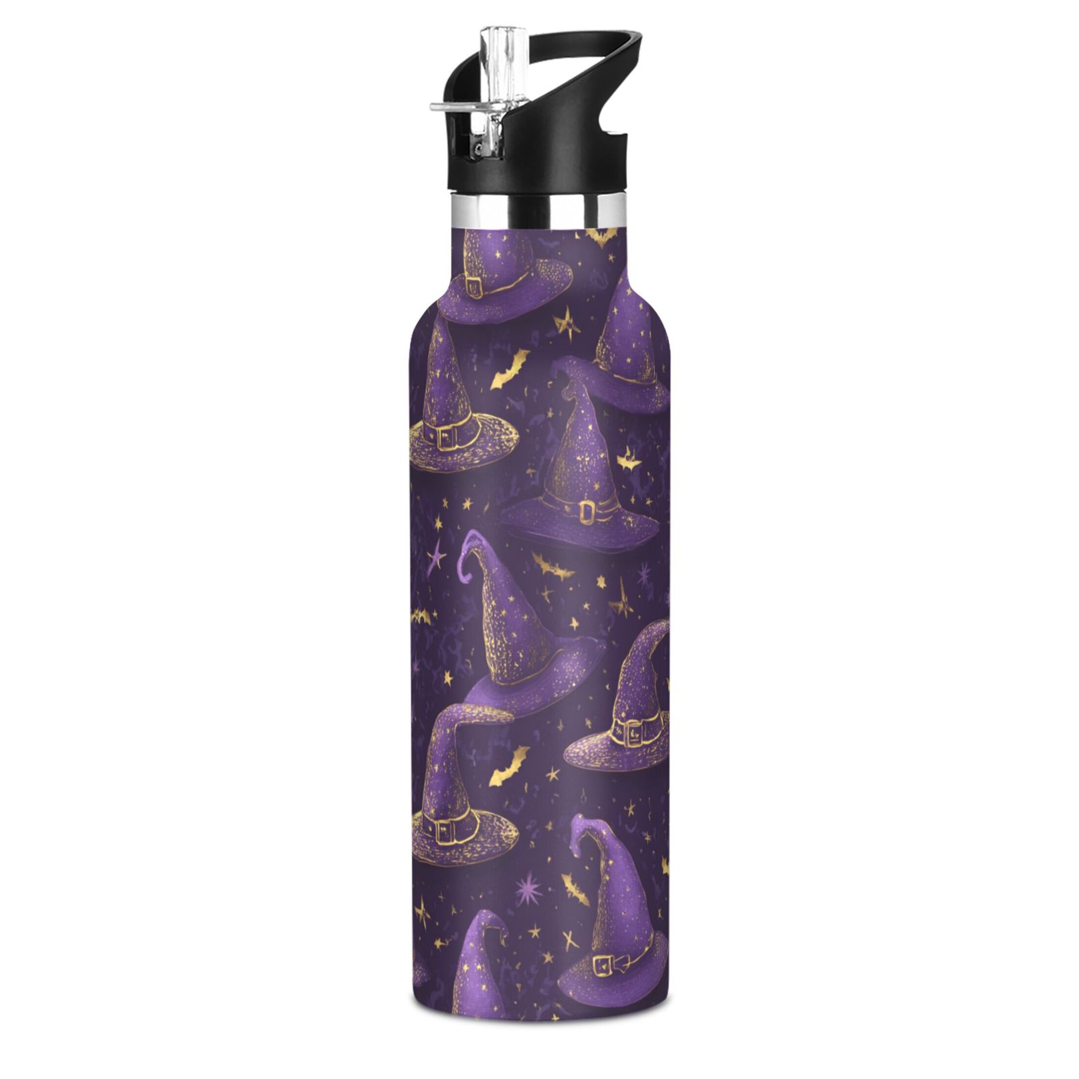 600ML Stainless Steel Insulated Cup Sports Water Bottle Portable Thermos Cup Water Glasses Insulated Tumblers Convenient and Durable Beautiful Halloween Hats