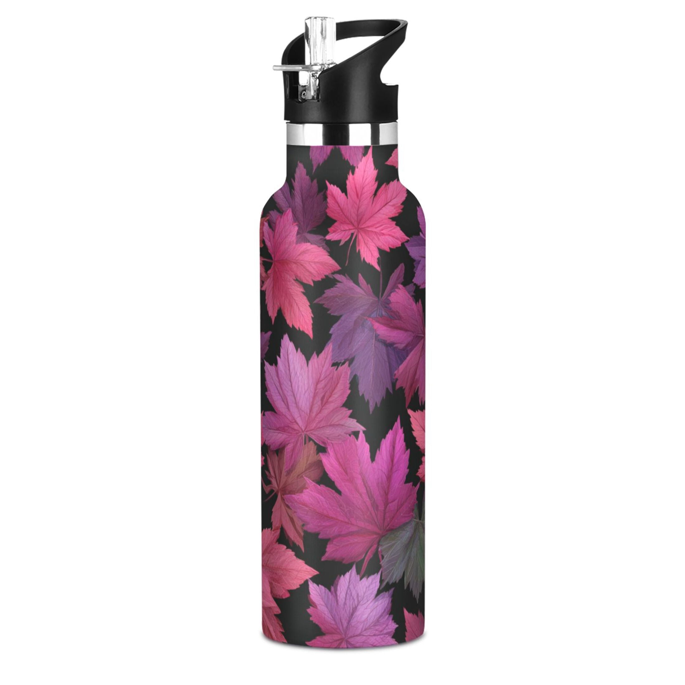 600ML Stainless Steel Insulated Cup Sports Water Bottle Portable Thermos Cup Water Glasses Insulated Tumblers Convenient and Durable Beautiful Maple Leaves