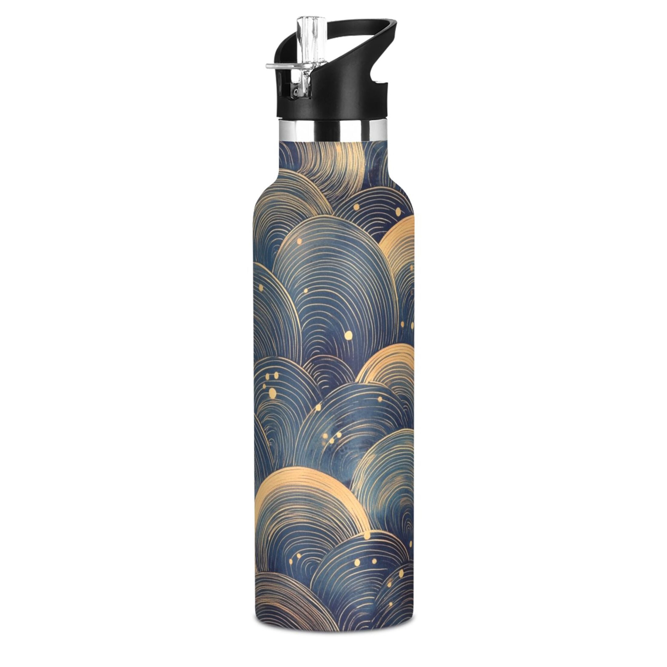 600ML Stainless Steel Insulated Cup Sports Water Bottle Portable Thermos Cup Water Glasses Insulated Tumblers Convenient and Durable Beautiful Pattern