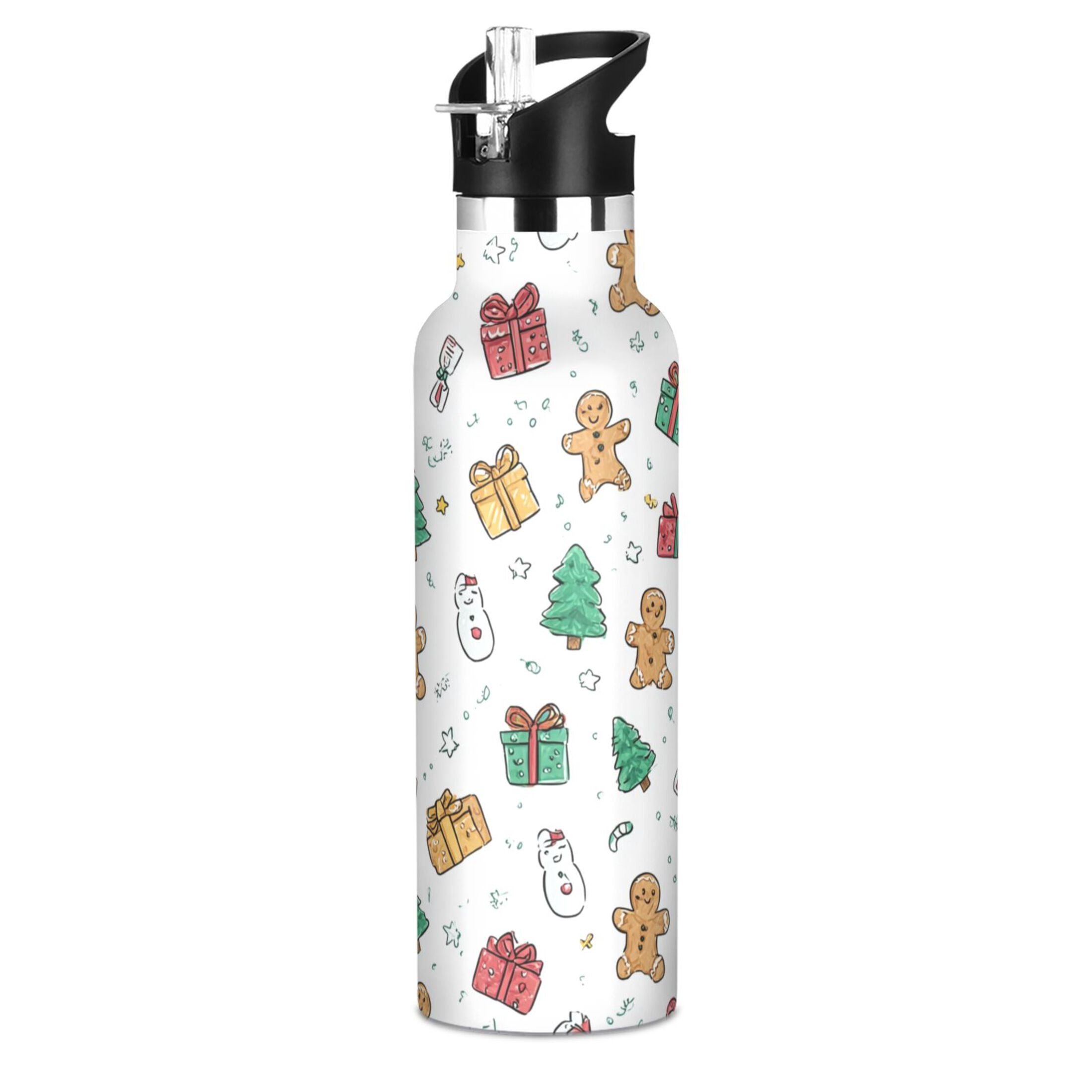 600ML Stainless Steel Insulated Cup Sports Water Bottle Portable Thermos Cup Water Glasses Insulated Tumblers Convenient and Durable Christmas Gift Cute
