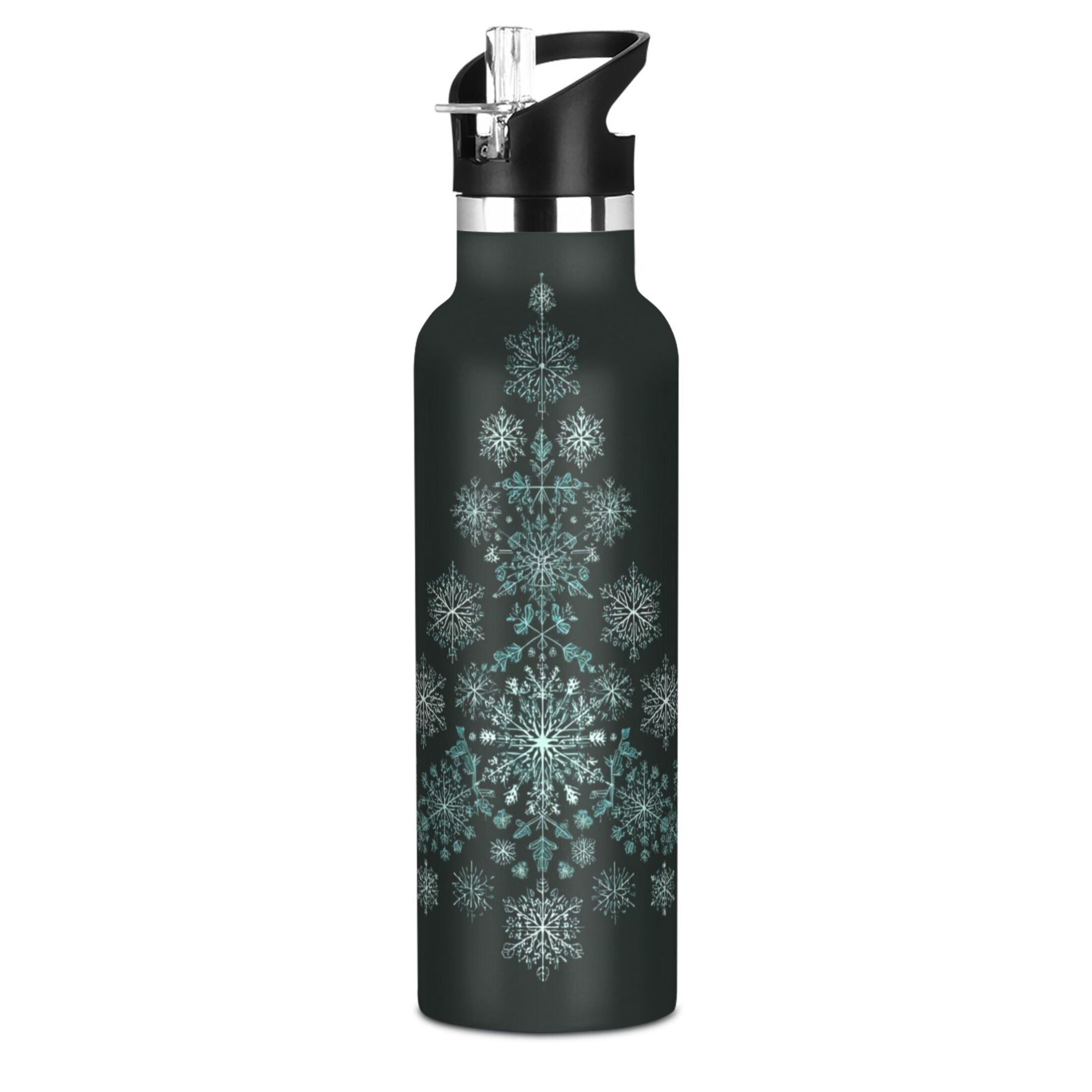 600ML Stainless Steel Insulated Cup Sports Water Bottle Portable Thermos Cup Water Glasses Insulated Tumblers Convenient and Durable Christmas Tree Cute