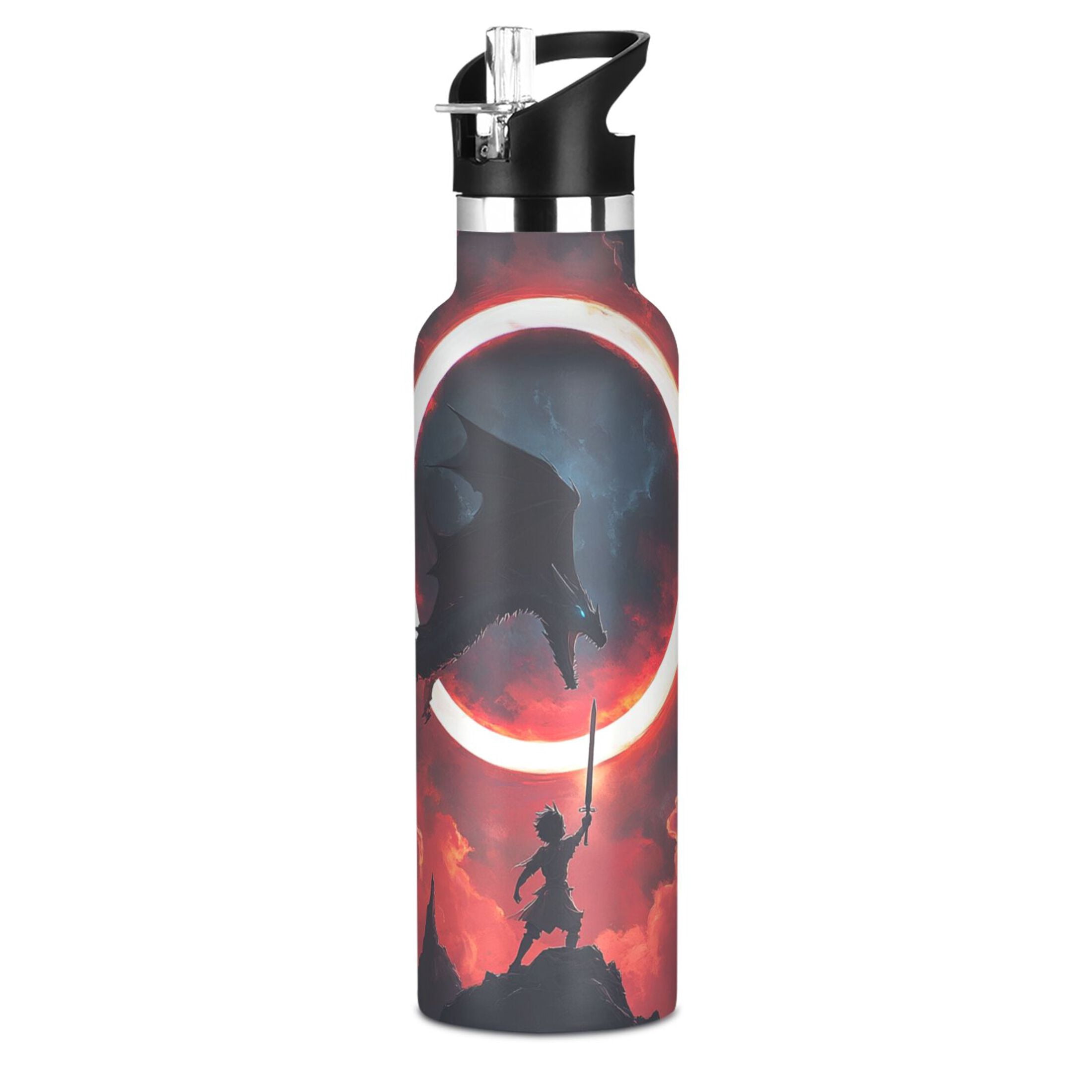 600ML Stainless Steel Insulated Cup Sports Water Bottle Portable Thermos Cup Water Glasses Insulated Tumblers Convenient and Durable The Dragon and The Youth