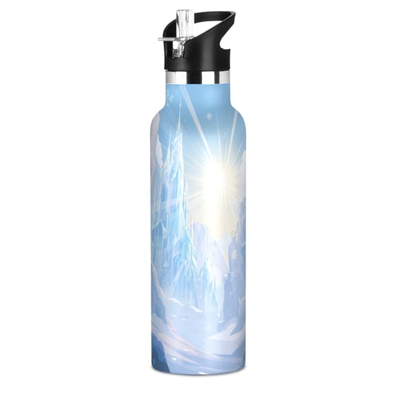 600ML Stainless Steel Insulated Cup Sports Water Bottle Portable Thermos Cup Water Glasses Insulated Tumblers Convenient and Durable Ice Cave Whimsical Landscape