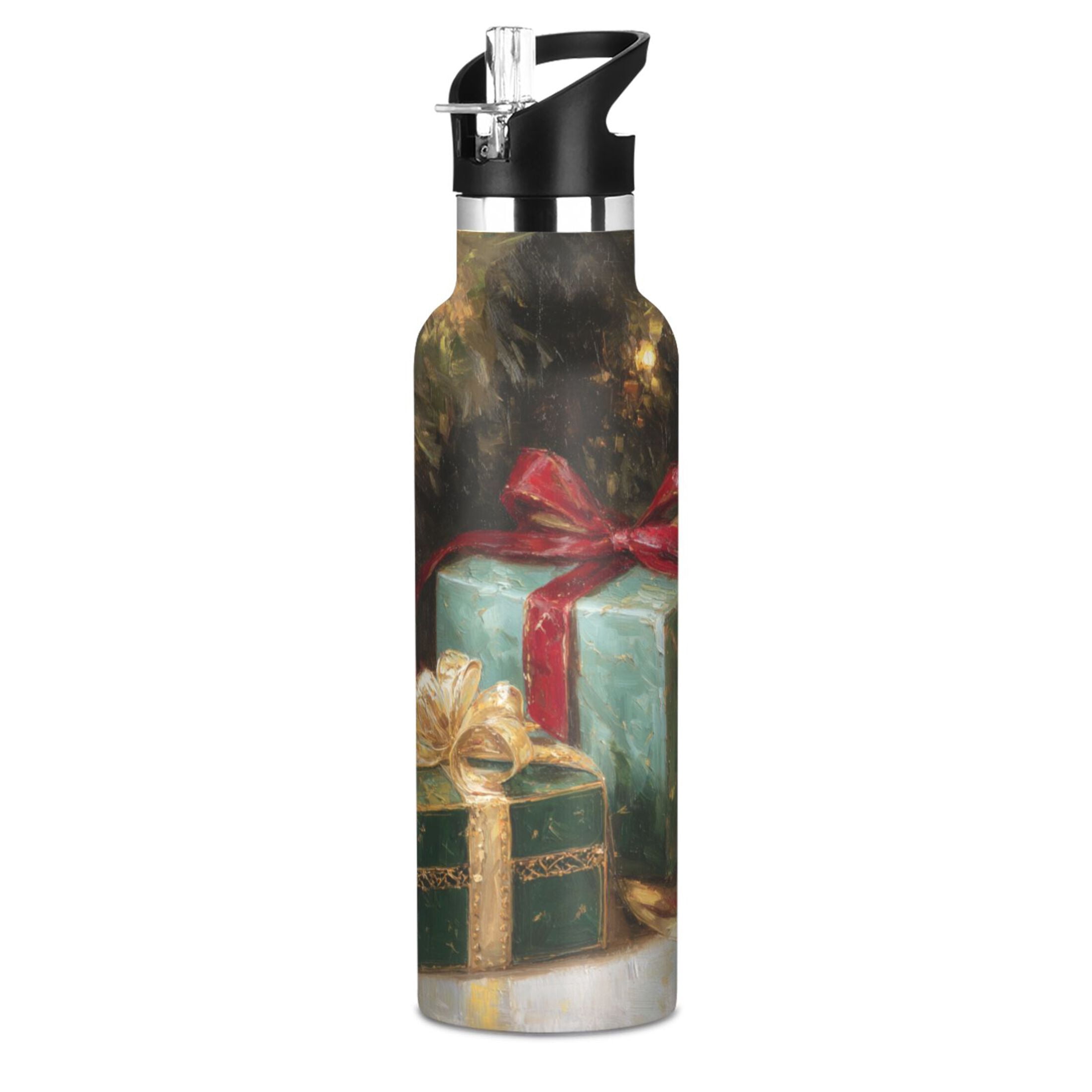 600ML Stainless Steel Insulated Cup Sports Water Bottle Portable Thermos Cup Water Glasses Insulated Tumblers Convenient and Durable Lovely Christmas Gifts