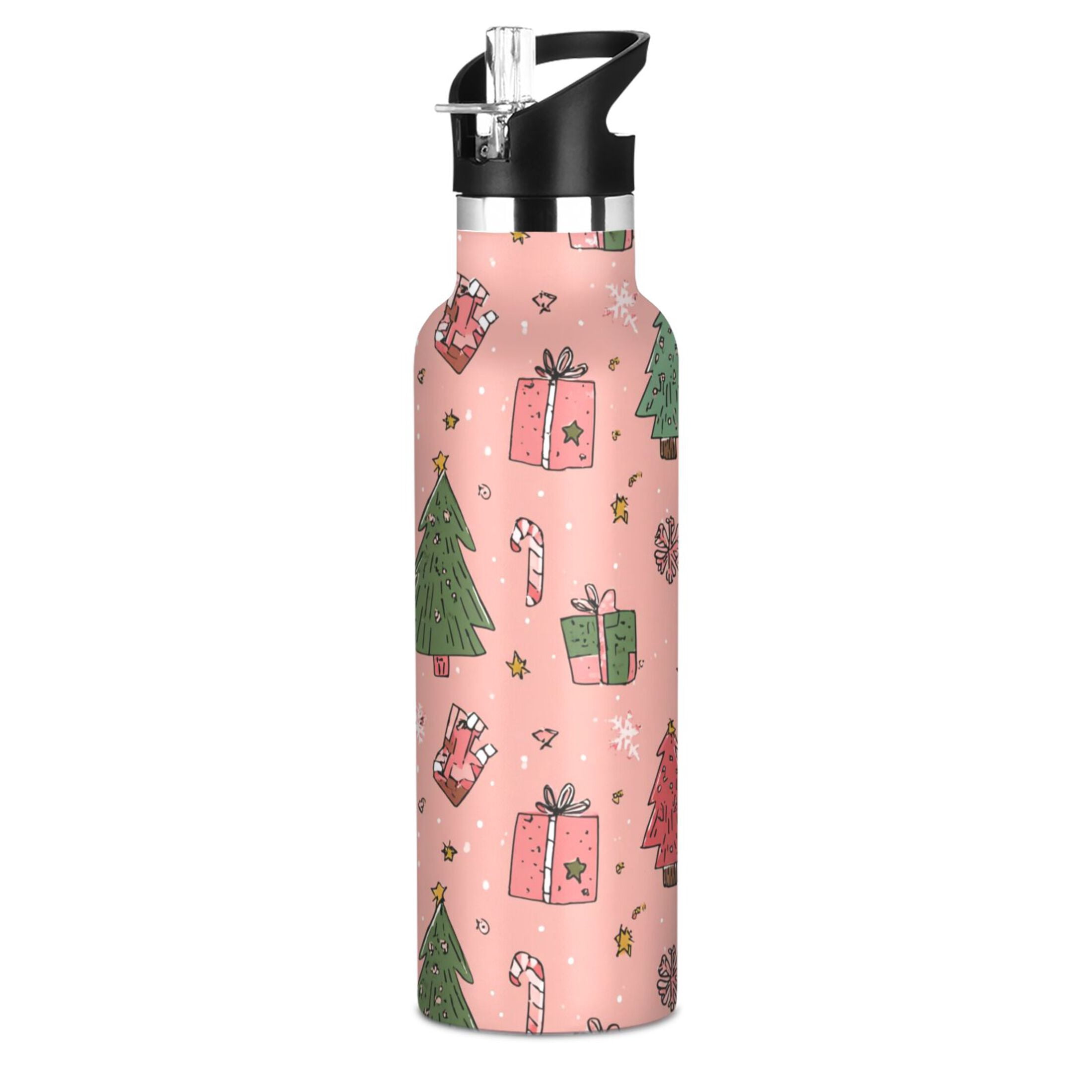 600ML Stainless Steel Insulated Cup Sports Water Bottle Portable Thermos Cup Water Glasses Insulated Tumblers Convenient and Durable Seamless Christmas Gifts