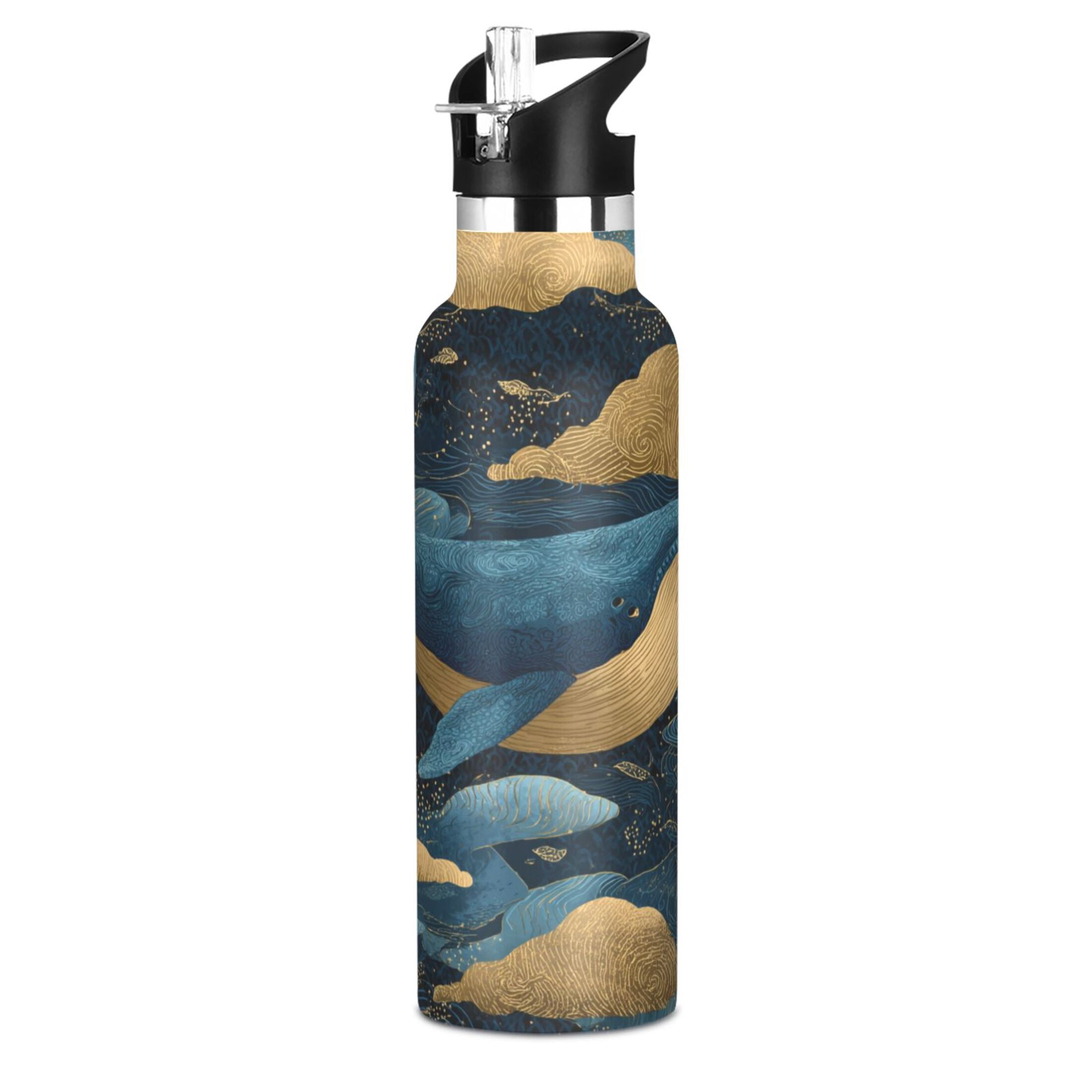 600ML Stainless Steel Insulated Cup Sports Water Bottle Portable Thermos Cup Water Glasses Insulated Tumblers Convenient and Durable Sky Whale Cartoon