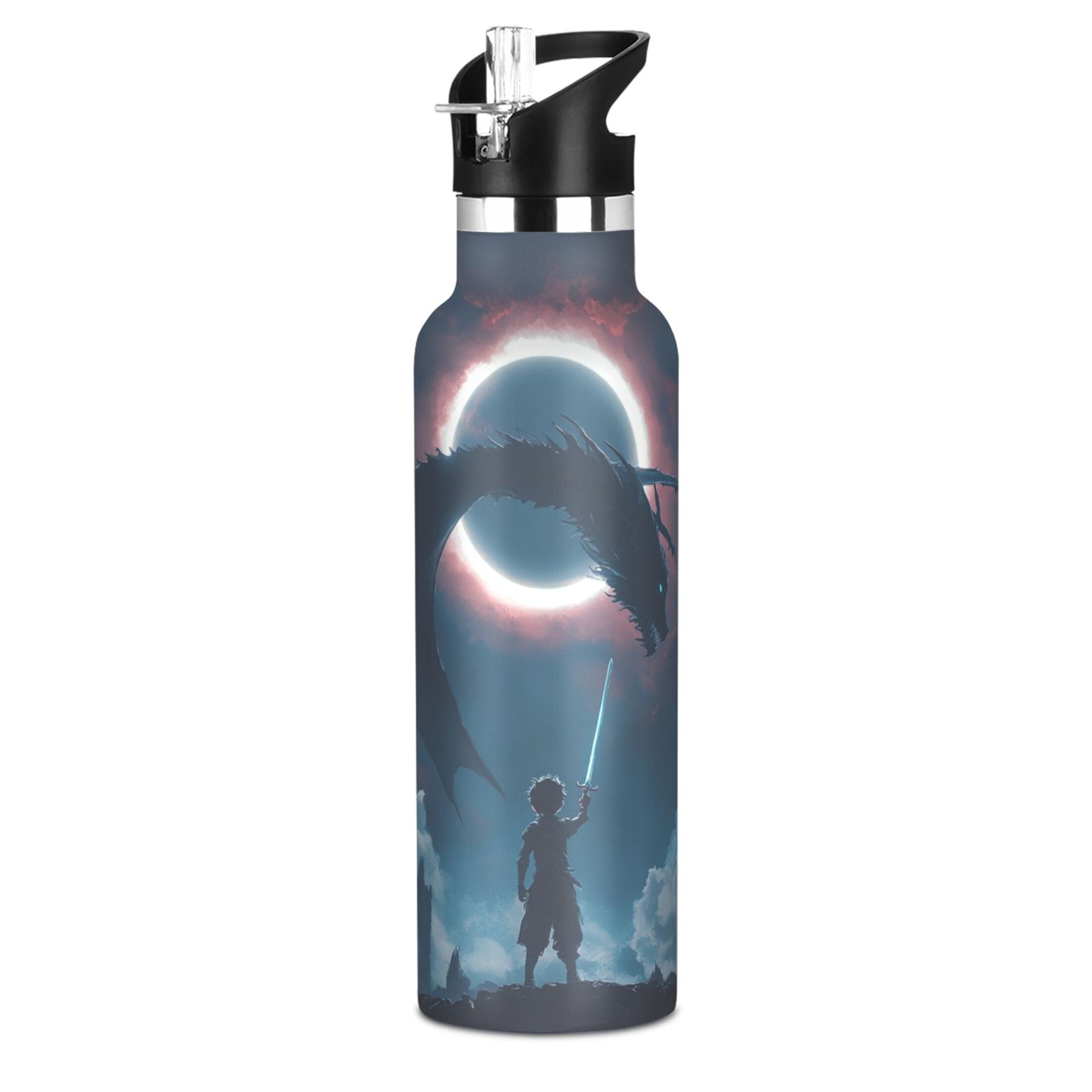 600ML Stainless Steel Insulated Cup Sports Water Bottle Portable Thermos Cup Water Glasses Insulated Tumblers Convenient and Durable Slaying The Dragon