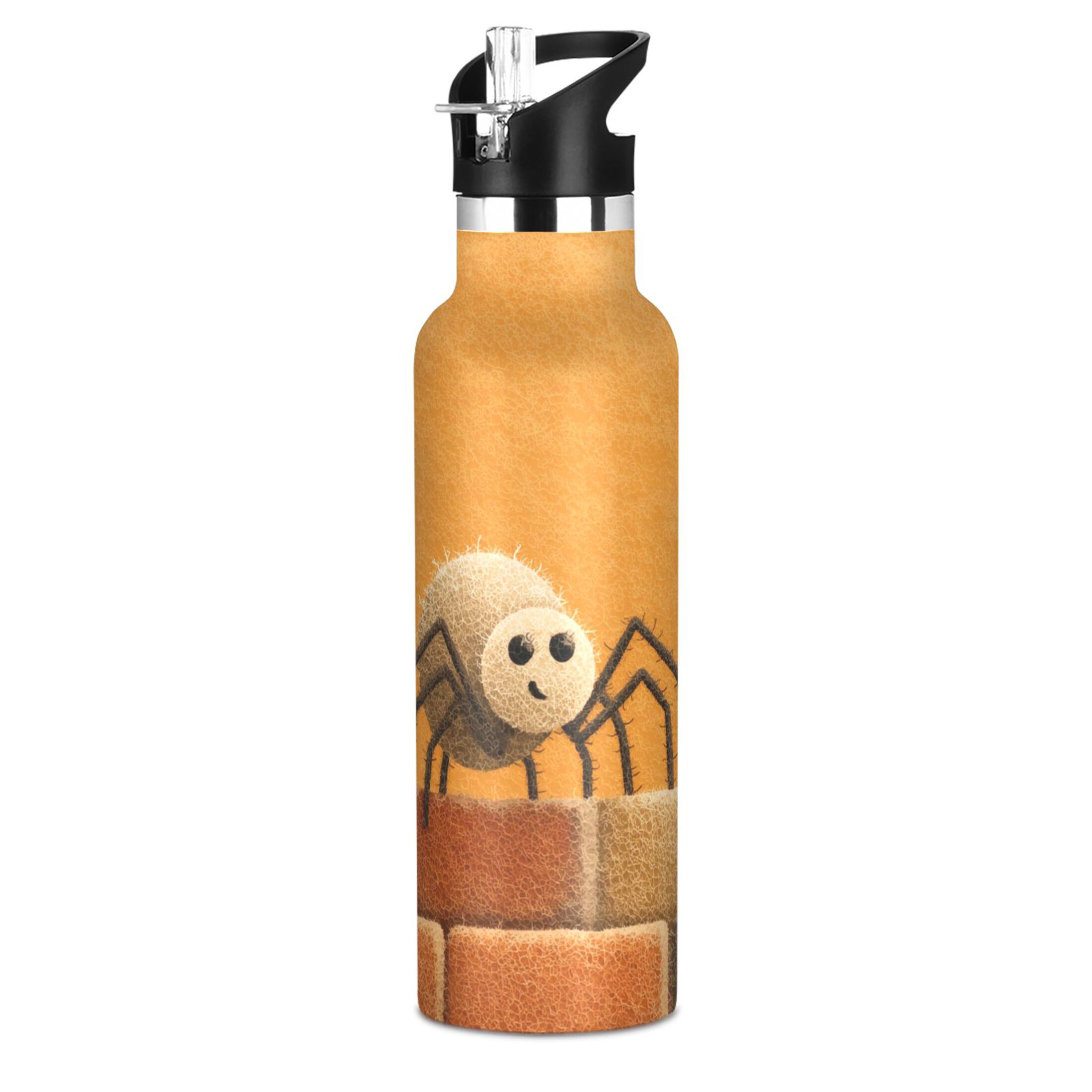 600ML Stainless Steel Insulated Cup Sports Water Bottle Portable Thermos Cup Water Glasses Insulated Tumblers Convenient and Durable A Cute Spider